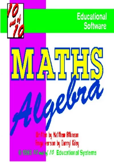 ROM Cover: 10 Out Of 10 - Maths Algebra_Disk1